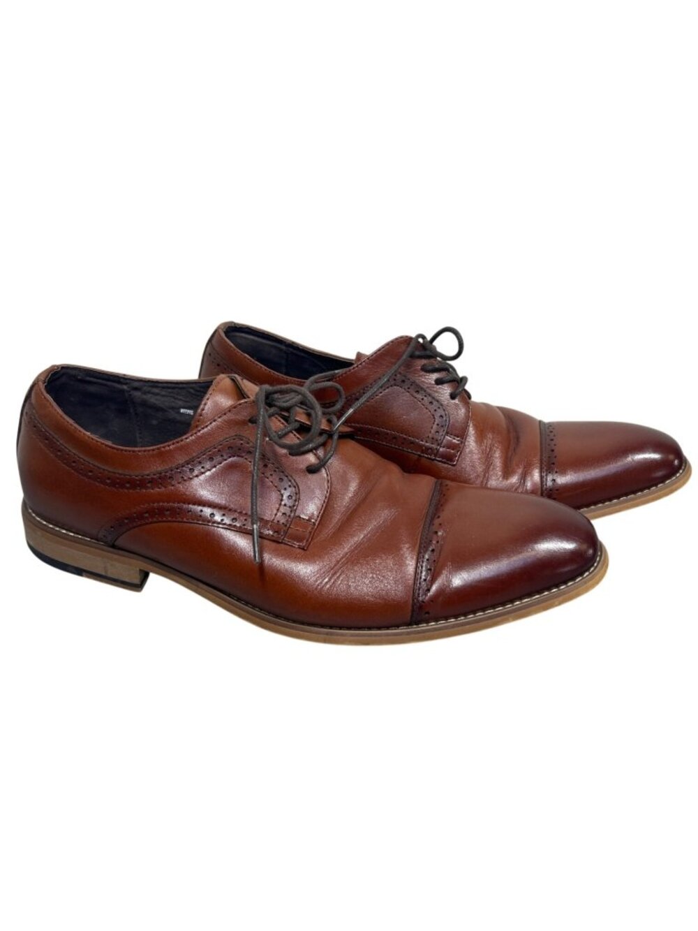 Stacy Adams Leather Dickinson Cap-Toe Lace-up Oxford Loafers Men's 11M Cognac